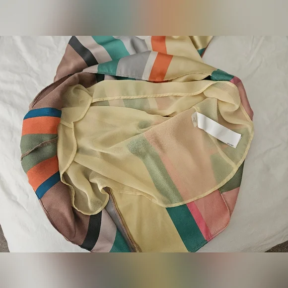 ZARA Multicolor Striped Spaghetti Strap Satin Top | SZ M - Picture 8 of 11